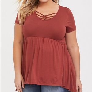 Super Soft Rust Red Strappy BaByDoll Tee Sz 0